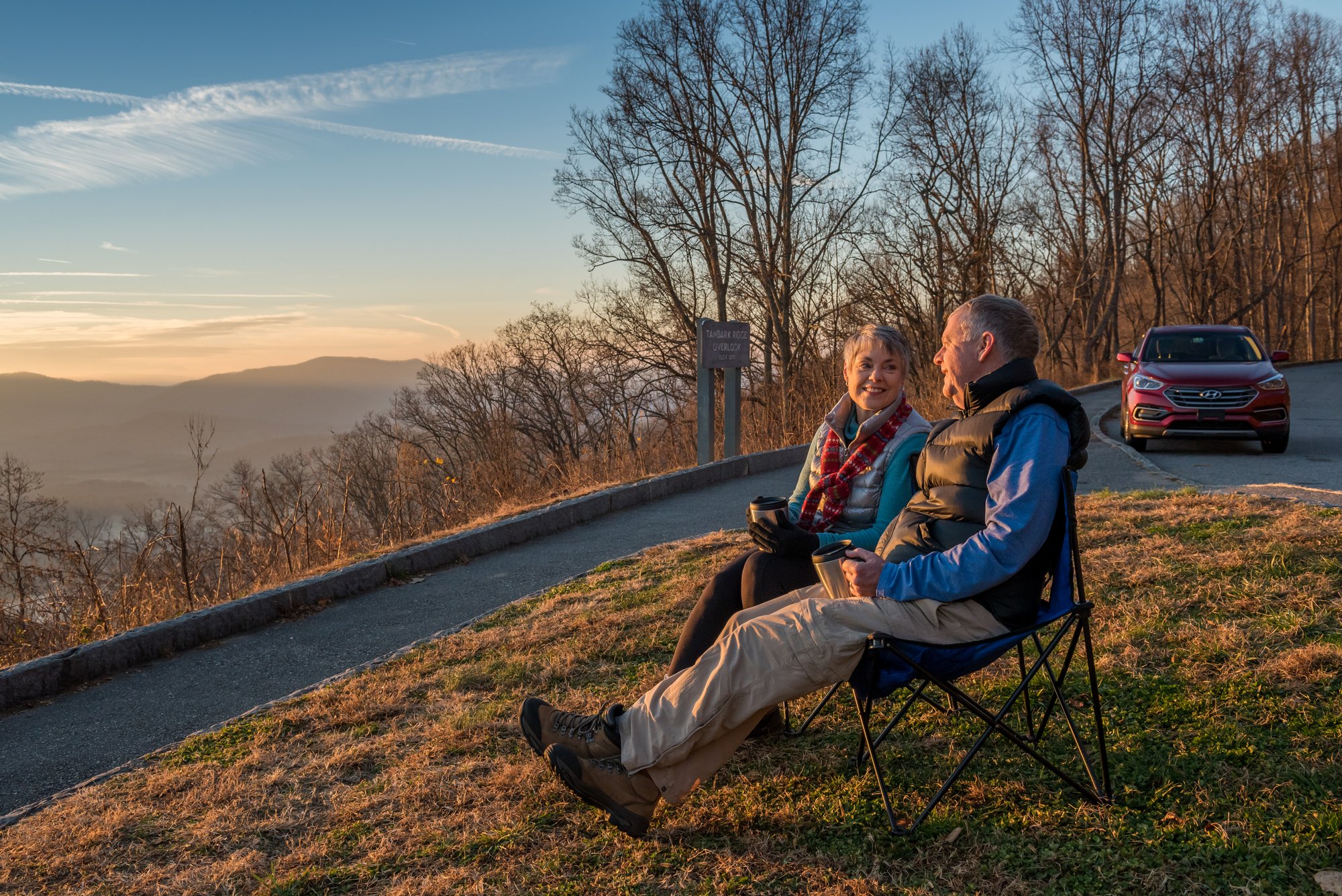 Couple sitting at sunset Weaverville