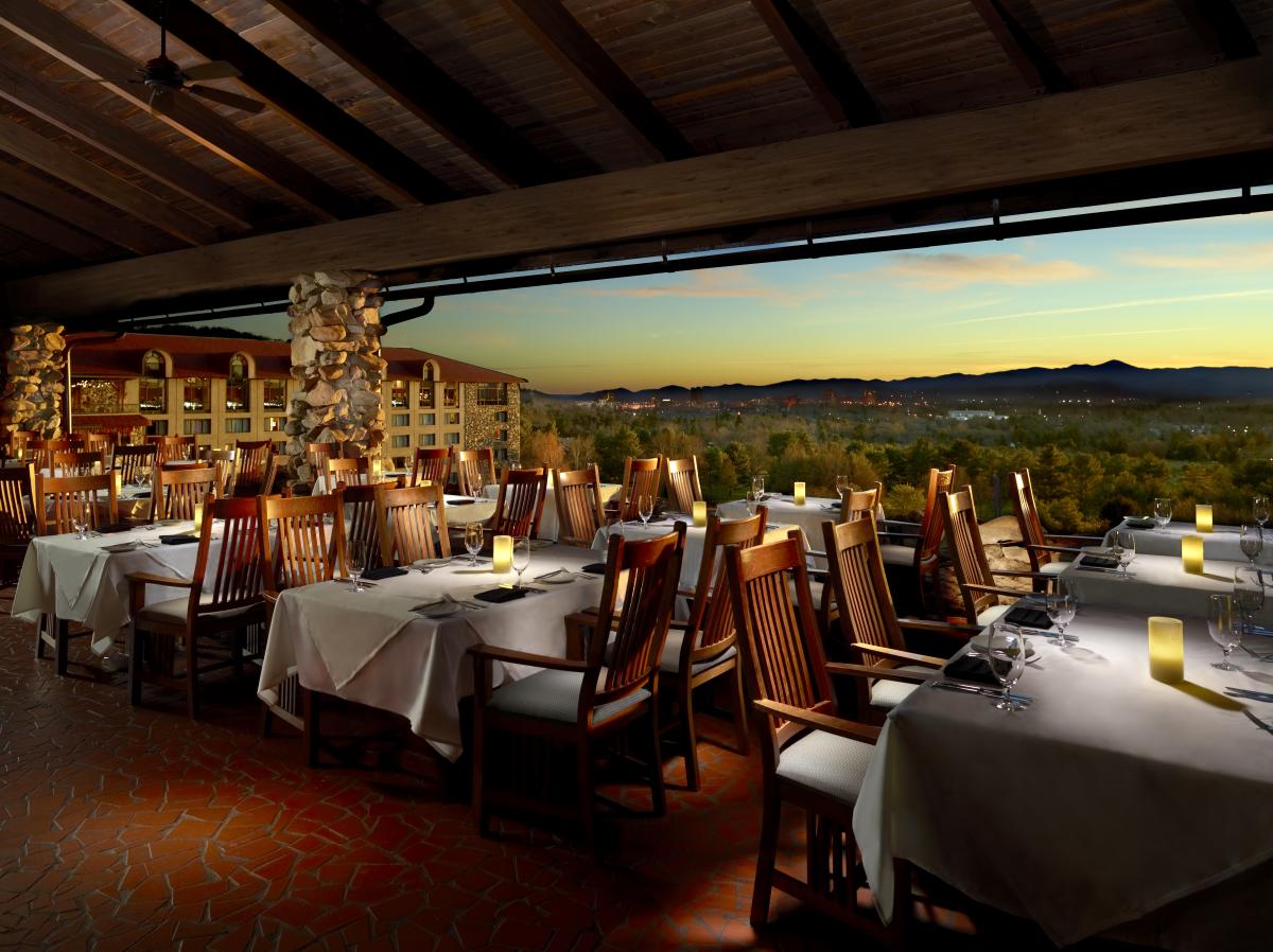 The Sunset Terrace restaurant at The Omni Grove Park Inn The Sunset Terrace restaurant at The Omni Grove Park Inn