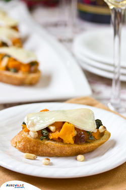 Sweet Potato and Brie Bruschetta #Recipe | ExploreAsheville.com Sweet Potato and Brie Bruschetta #Recipe | ExploreAsheville.com