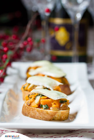Sweet Potato and Brie Bruschetta #Recipe | ExploreAsheville.com Sweet Potato and Brie Bruschetta #Recipe | ExploreAsheville.com