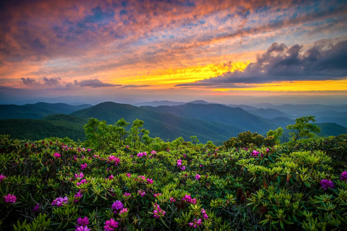Sunset over Craggy Trail in Asheville NC. Sunset over Craggy Trail in Asheville NC.