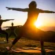 Yoga Class Held at Sunset on Mountaintop