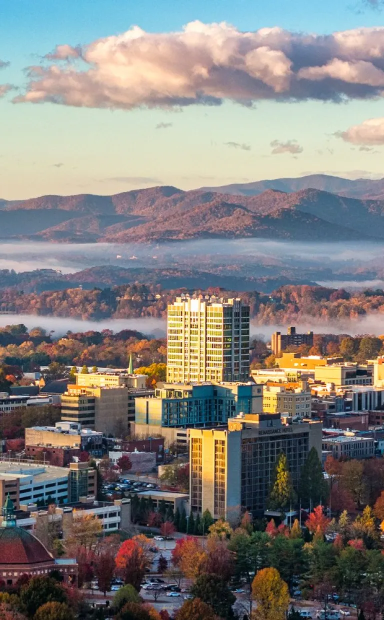 Downtown Asheville in fall