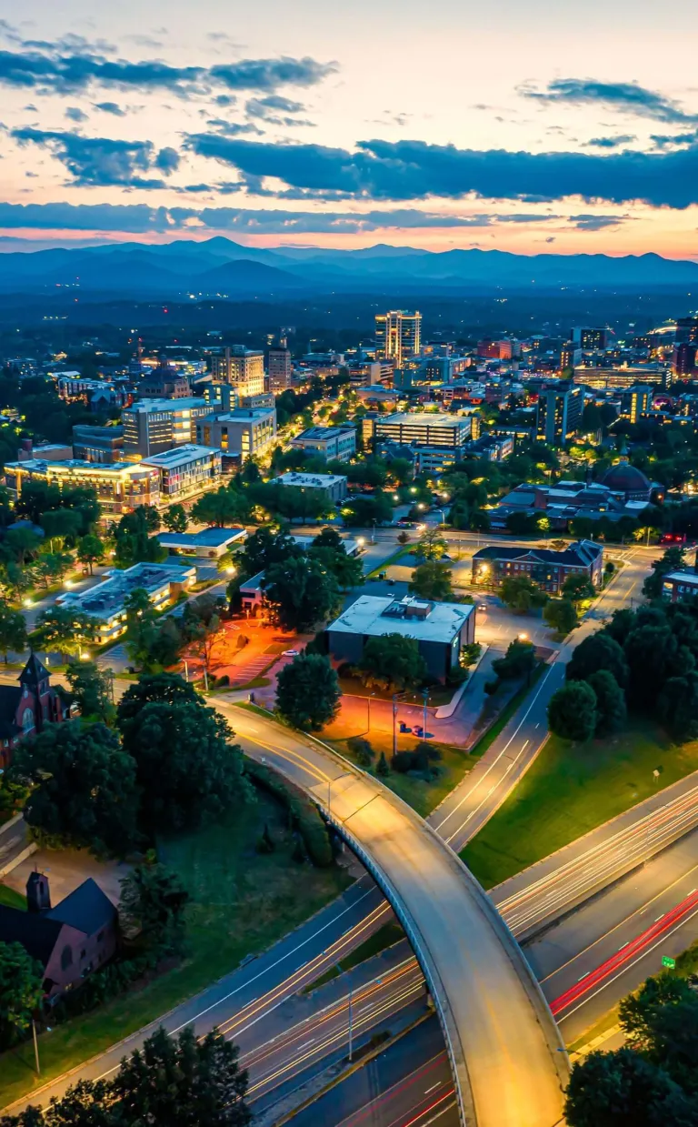 Downtown Asheville at Night / Photo: Andre Daugherty