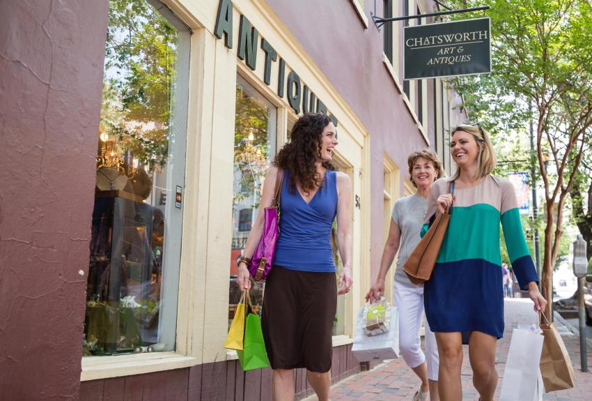 Women shopping Downtown Women shopping Downtown