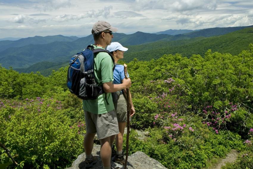 Couple Hiking Craggy Gardens Couple Hiking Craggy Gardens